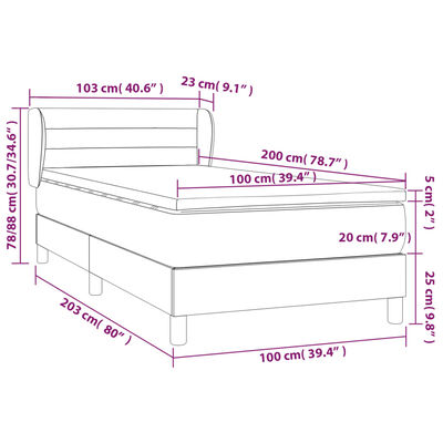 vidaXL kontinentalseng med madras 100x200 cm fløjl sort