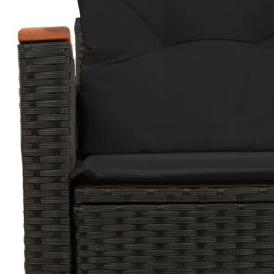 vidaXL 2-personers havesofa med hynder polyrattan sort