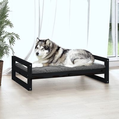 vidaXL hundeseng 105,5x75,5x28 cm massivt fyrretræ sort