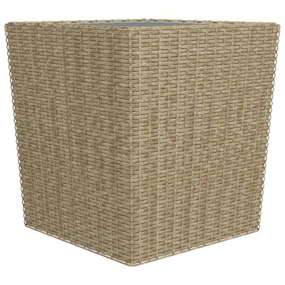 vidaXL bistrosæt 3 dele polyrattan og hærdet glas beige