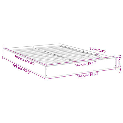 vidaXL sengeramme 140x190 cm uden madras konstrueret træ røget eg