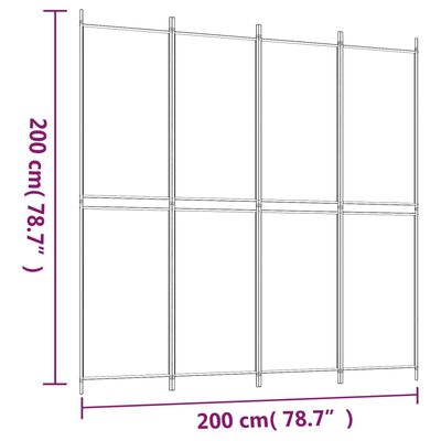 vidaXL 4-panels rumdeler 200x200 cm stof hvid