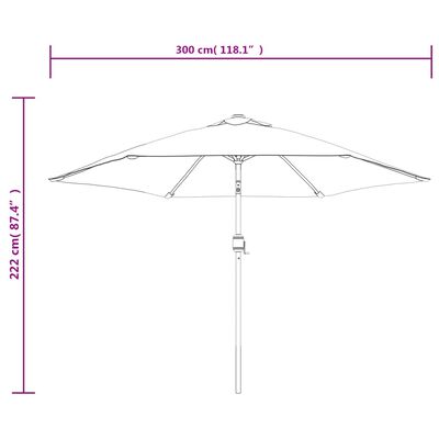 vidaXL parasol 3 m stålstang sandhvid