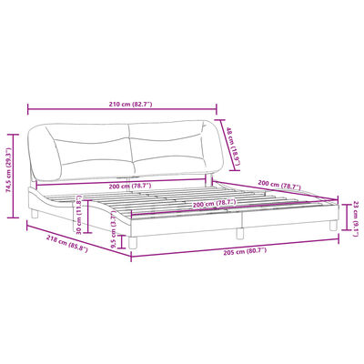 vidaXL sengeramme med sengegavl 200x200 cm kunstlæder sort