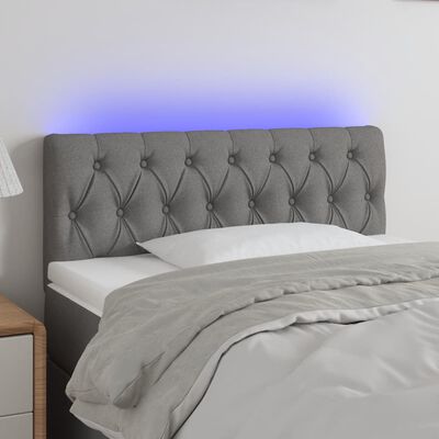 vidaXL sengegavl med LED-lys 90x7x78/88 cm stof mørkegrå