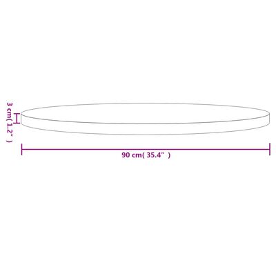 vidaXL bordplade Ø90x3 cm rund massivt fyrretræ hvid