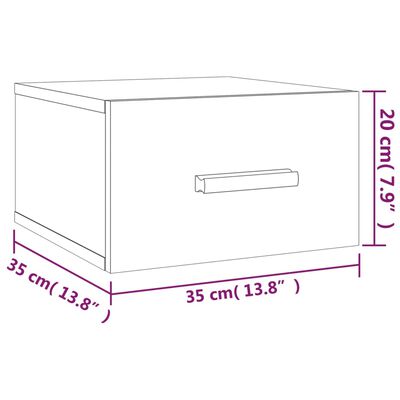 vidaXL væghængte sengeborde 2 stk. 35x35x20 cm grå sonoma-eg