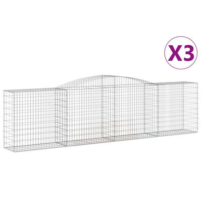 vidaXL buede gabionkurve 3 stk. 400x50x100/120 cm galvaniseret jern