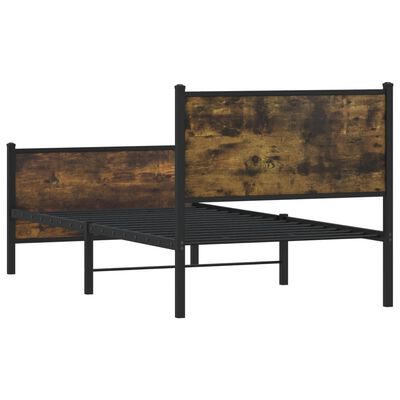 vidaXL sengeramme uden madras 75x190 cm metal røget egetræsfarve