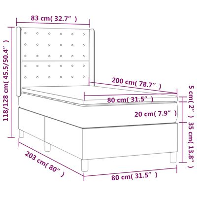 vidaXL kontinentalseng med LED-lys 80x200 cm stof lysegrå