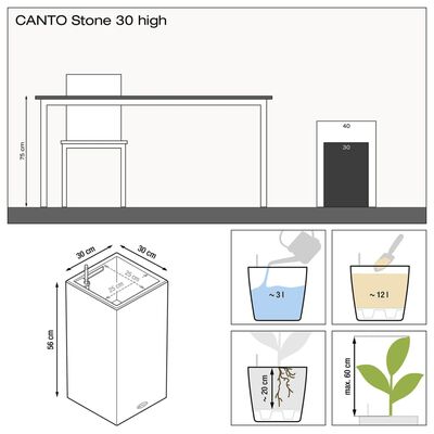 LECHUZA plantekrukke CANTO Stone 30 High ALL-IN-ONE grafitsort