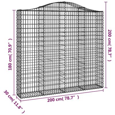 vidaXL buede gabionkurve 5 stk. 200x30x180/200 cm galvaniseret jern