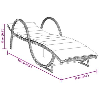 vidaXL liggestol med hynde 60x199x42 cm polyrattan brun