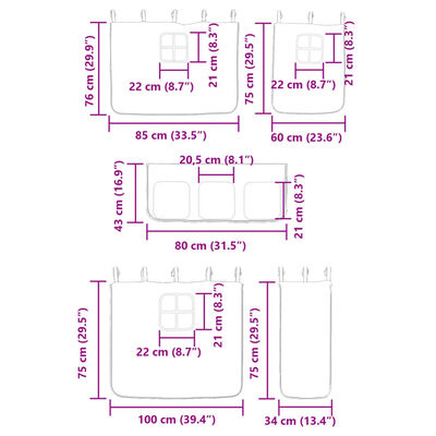 vidaXL køjeseng med gardiner 90x200 cm massivt fyrretræ pink