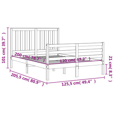 vidaXL sengeramme med sengegavl 120x200 cm massivt træ hvid