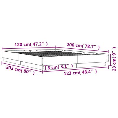 vidaXL sengestel 120x200 cm konstrueret træ grå sonoma-eg