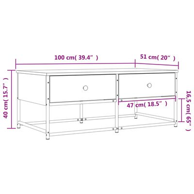 vidaXL sofabord 100x51x40 cm konstrueret træ sort