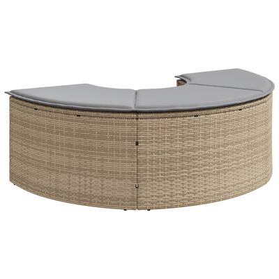 vidaXL haveskammel med hynde polyrattan beige