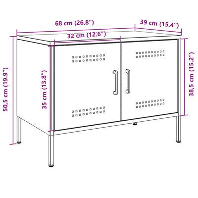 vidaXL tv-bord 68x39x50,5 cm stål sennepsgul