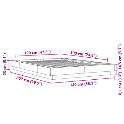 vidaXL sengestel 120x190 cm konstrueret træ sort