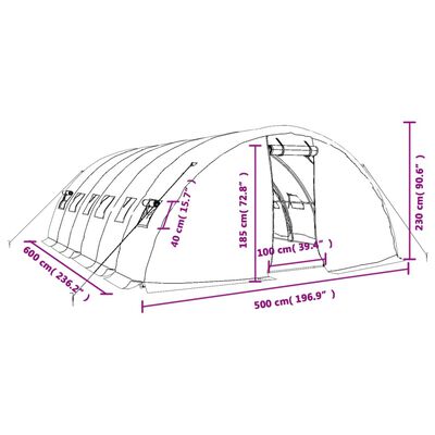 vidaXL drivhus med stålstel 30 m² 6x5x2,3 m grøn