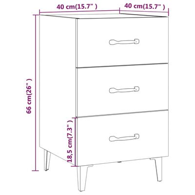 vidaXL sengebord 40x40x66 cm konstrueret træ sonoma-eg