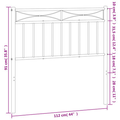 vidaXL sengegavl 107 cm metal sort