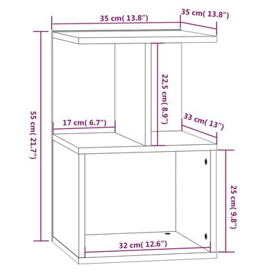 vidaXL sengeborde 2 stk. 35x35x55 cm konstrueret træ røget egetræ