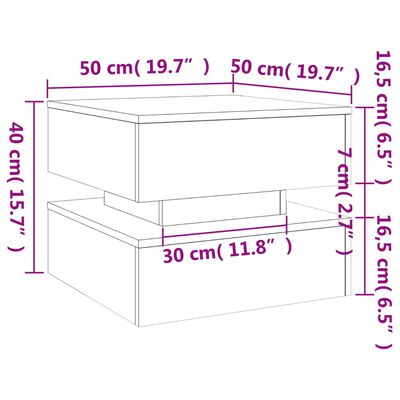 vidaXL sofabord med LED-lys 50x50x40 cm sonoma-eg