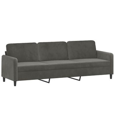 vidaXL 3-personers sofa med puder og hynder 210 cm velour mørkegrå