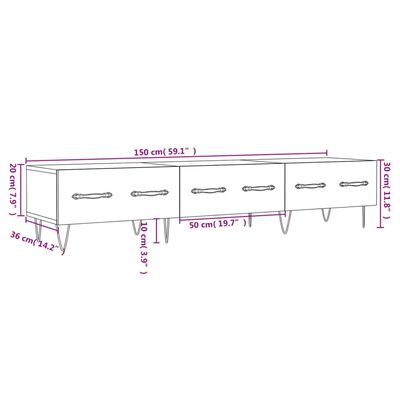 vidaXL tv-bord 150x36x30 cm konstrueret træ sort