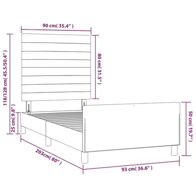 vidaXL sengeramme med sengegavl 90x200 cm stof mørkebrun