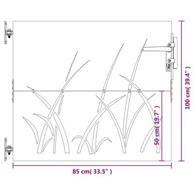 vidaXL havelåge 85x100 cm cortenstål græsdesign