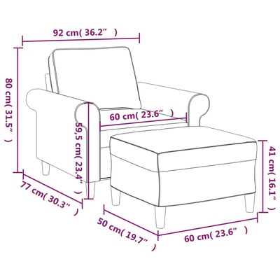 vidaXL sofastol med fodskammel 60 cm Stof cremefarvet