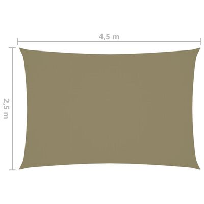 vidaXL solsejl 2,5x4,5 m rektangulær oxfordstof beige