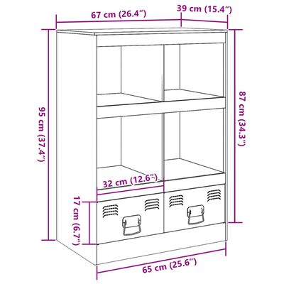 vidaXL skab 67x39x95 cm stål hvid