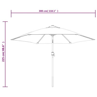 vidaXL udendørs parasol med LED-lys og stålstang 300 cm antracitgrå