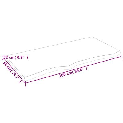 vidaXL bordplade til badeværelse 100x50x2 cm massivt træ mørkebrun