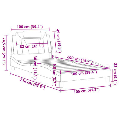 vidaXL sengeramme med sengegavl 100x200 cm kunstlæder cappuccinofarvet