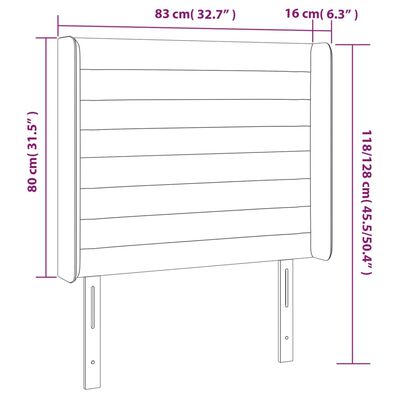 vidaXL sengegavl med kanter 83x16x118/128 cm stof cremefarvet