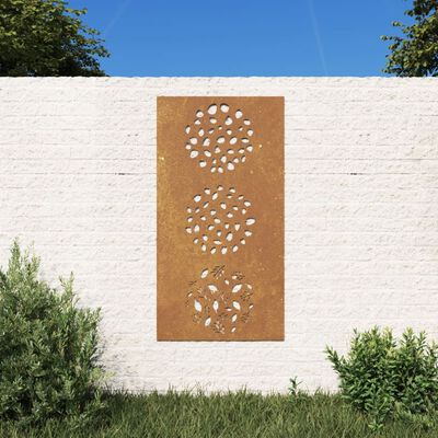 vidaXL udendørs vægdekoration 105x55 cm bladdesign cortenstål