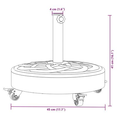 vidaXL parasolfod med hjul til Ø38/48 mm stænger 27 kg rund