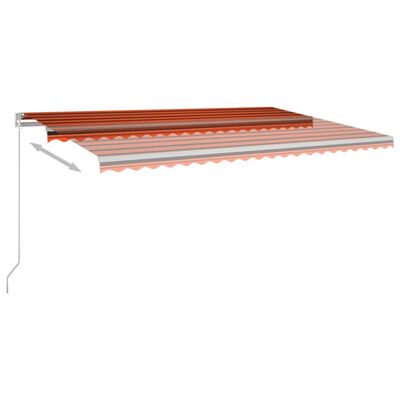 vidaXL markise m. LED-lys 500x300 cm manuel betjening orange og brun