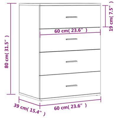 vidaXL kommoder 2 stk. 60x39x80 cm konstrueret træ brun egetræsfarve