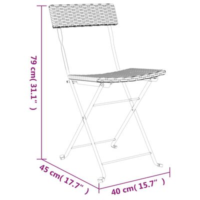 vidaXL foldbare bistrostole 6 stk. polyrattan og stål grå