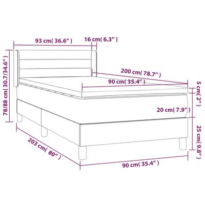 vidaXL kontinentalseng med madras 90x200 cm stof gråbrun