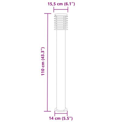 vidaXL udendørs standerlampe 110 cm rustfrit stål sølvfarvet