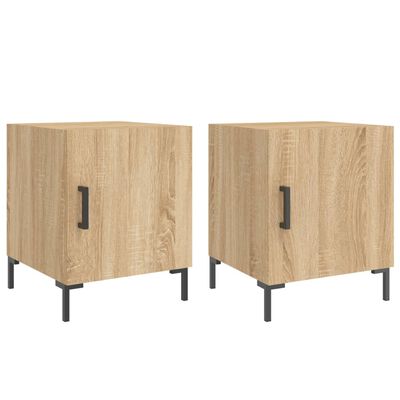 vidaXL sengeborde 2 stk. 40x40x50 cm konstrueret træ sonoma-eg