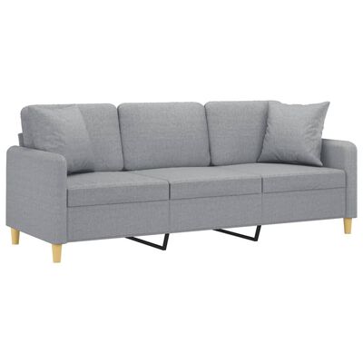 vidaXL 3-personers sofa med pyntepuder 180 cm stof lysegrå