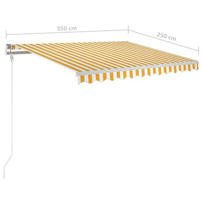 vidaXL foldemarkise m. stolper 3,5x2,5 m manuel betjening gul og hvid